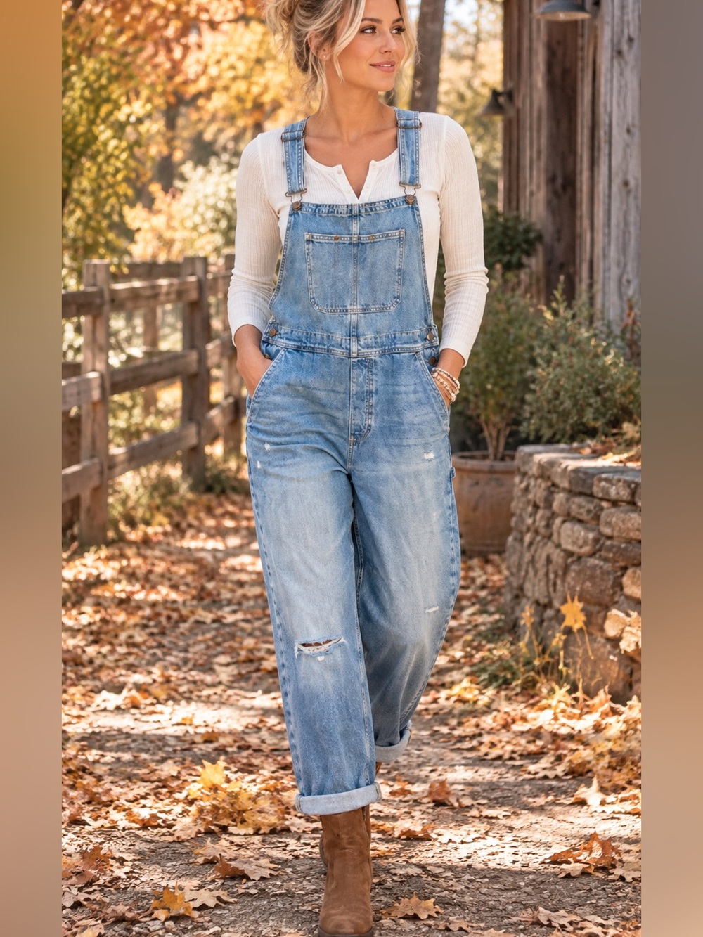 Arizona Jean Co NWT Denim Full Length Overalls XL Relaxed Wide Leg
